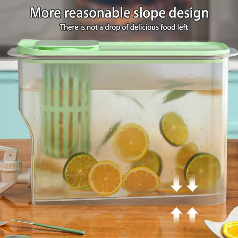 Large Capacity Fridge Container 4L Refrigerator Cold Water Plastic Jug Water Pot With Faucet Lemonade Scented Tea Water Kettle