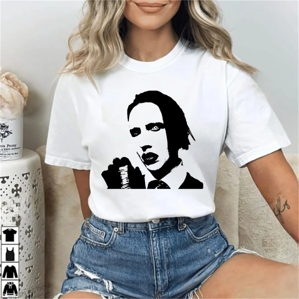 Marilyn Manson t-shirt women aesthetic baddie cute t-shirt y2k baddie aesthetic manga kawaii