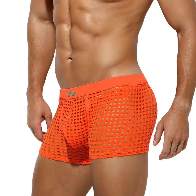 Mutande da uomo in rete traspirante uomo Sexy Big Penis Pouch boxer Summer Hollow Net Slip Slip per uomo Large