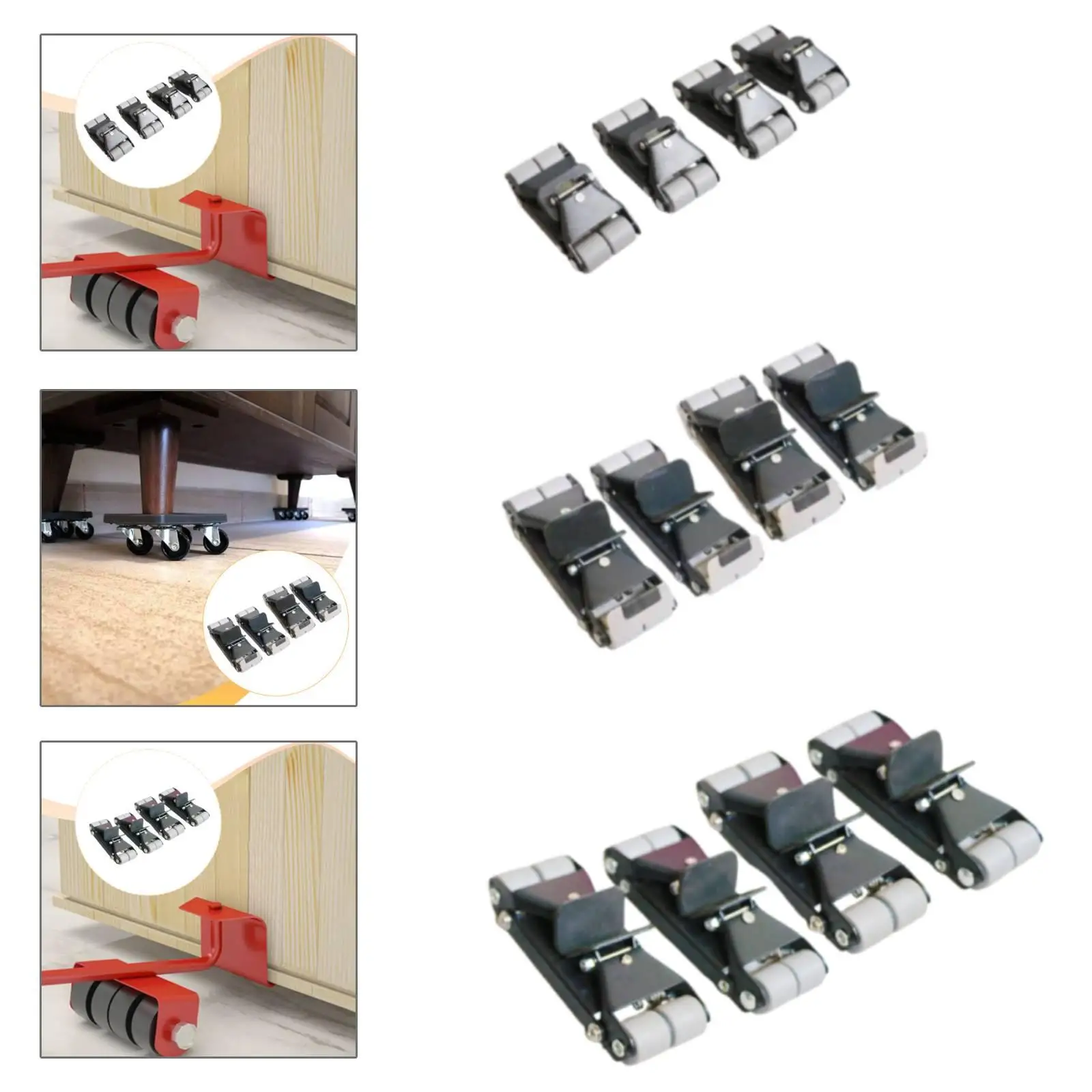 Steel Rubber Furniture Mover with Lifter Automatic Clamping System Cabinet Moving Tools for Heavy Items Stairs
