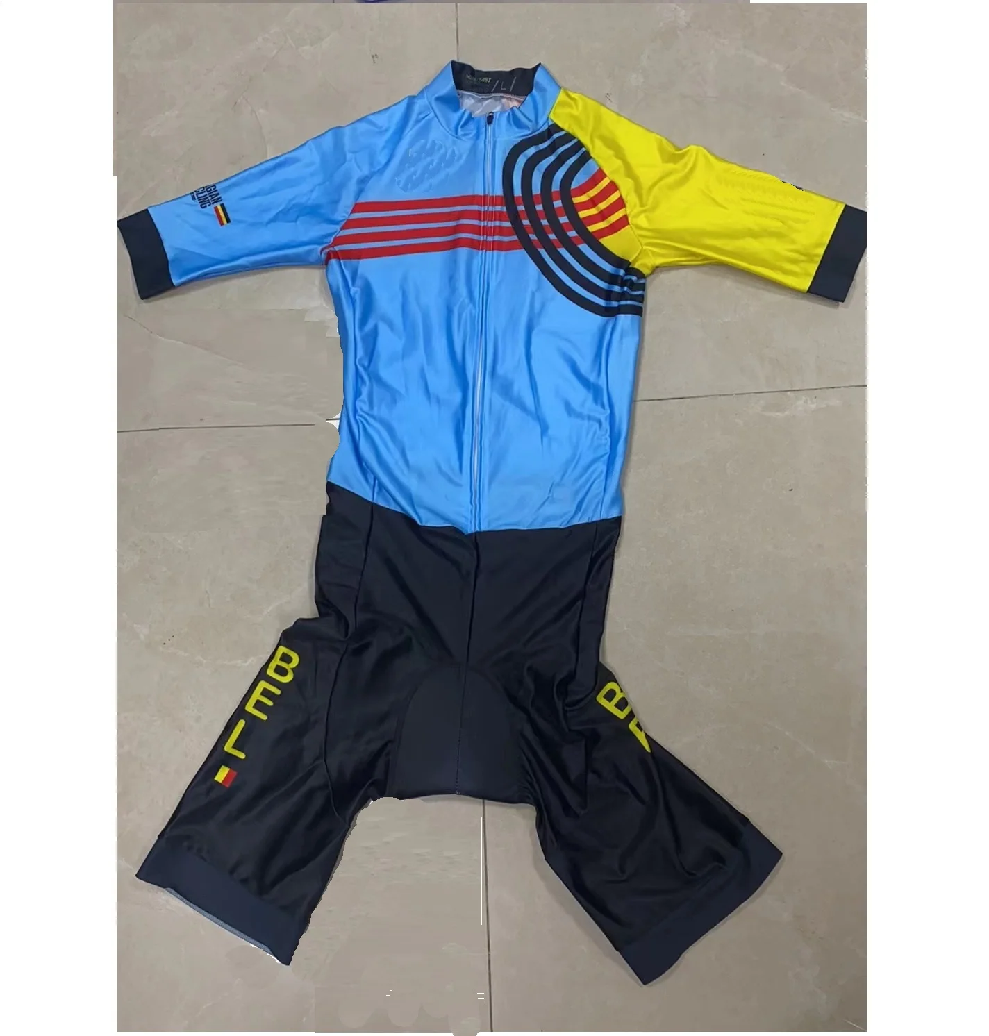 LASER CUT Skinsuit 2024 BELGIUM TEAM BLUE Bodysuit SHORT Cycling Jersey Bike Bicycle Clothing Maillot Ropa Ciclismo