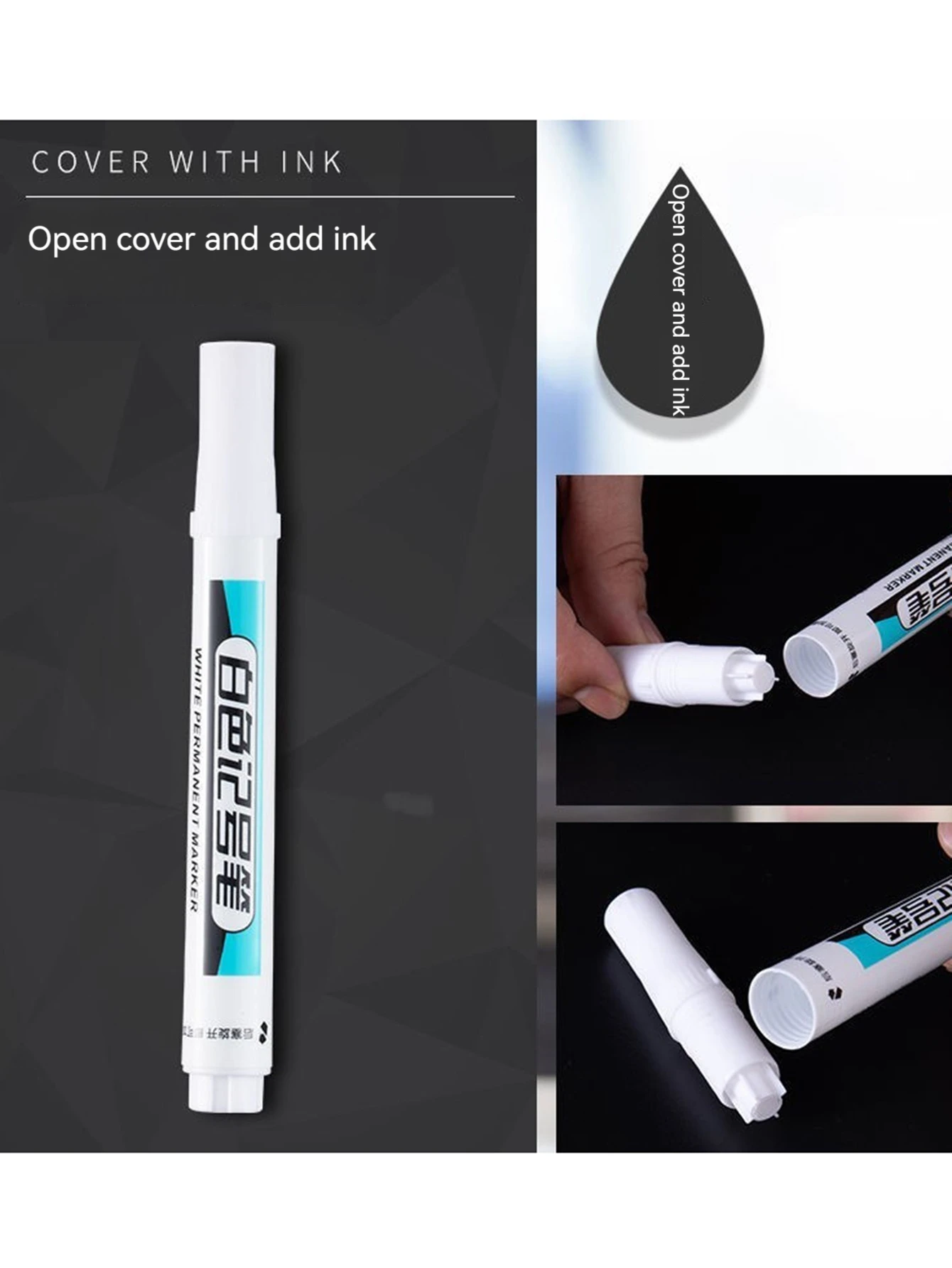 0.7/1.0/2.5mm White Paint Marker Pen Deep Hole Markers Pen Set Waterproof Permanent Oily Pens for Rock Wood  Glass Tiles image 4