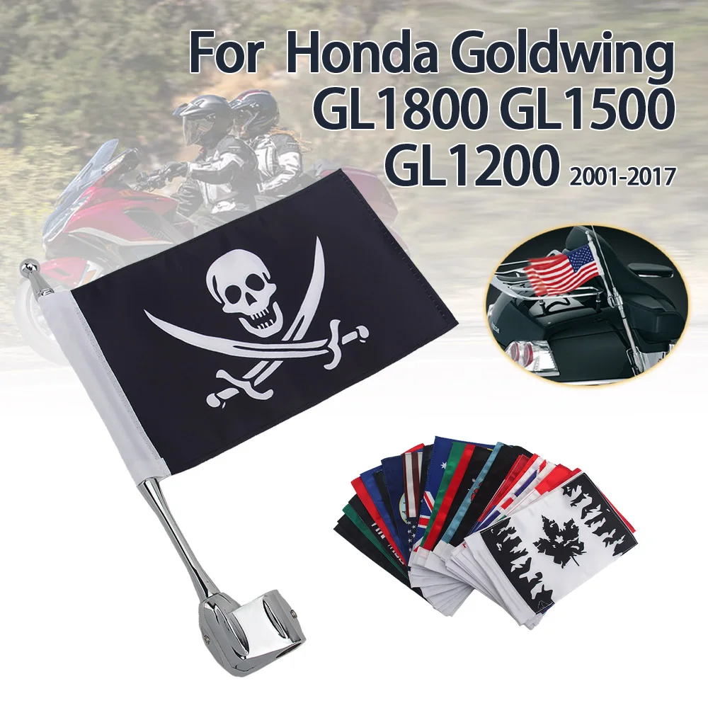 Motorcycle Flagpole For Honda GoldWing 1800 GL1800 Flag GL1500 GL1200 Decorative Flags Aluminum Rear Side Antenna Flag Pole