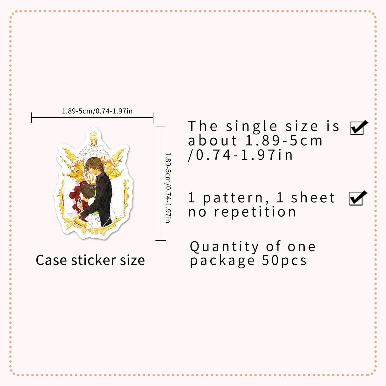 50pcs Death Note Waterproof Stickers Anime Figure Decoration Cartoon Characters Yagami Light L for Suitcase Laptop Mobile Phone