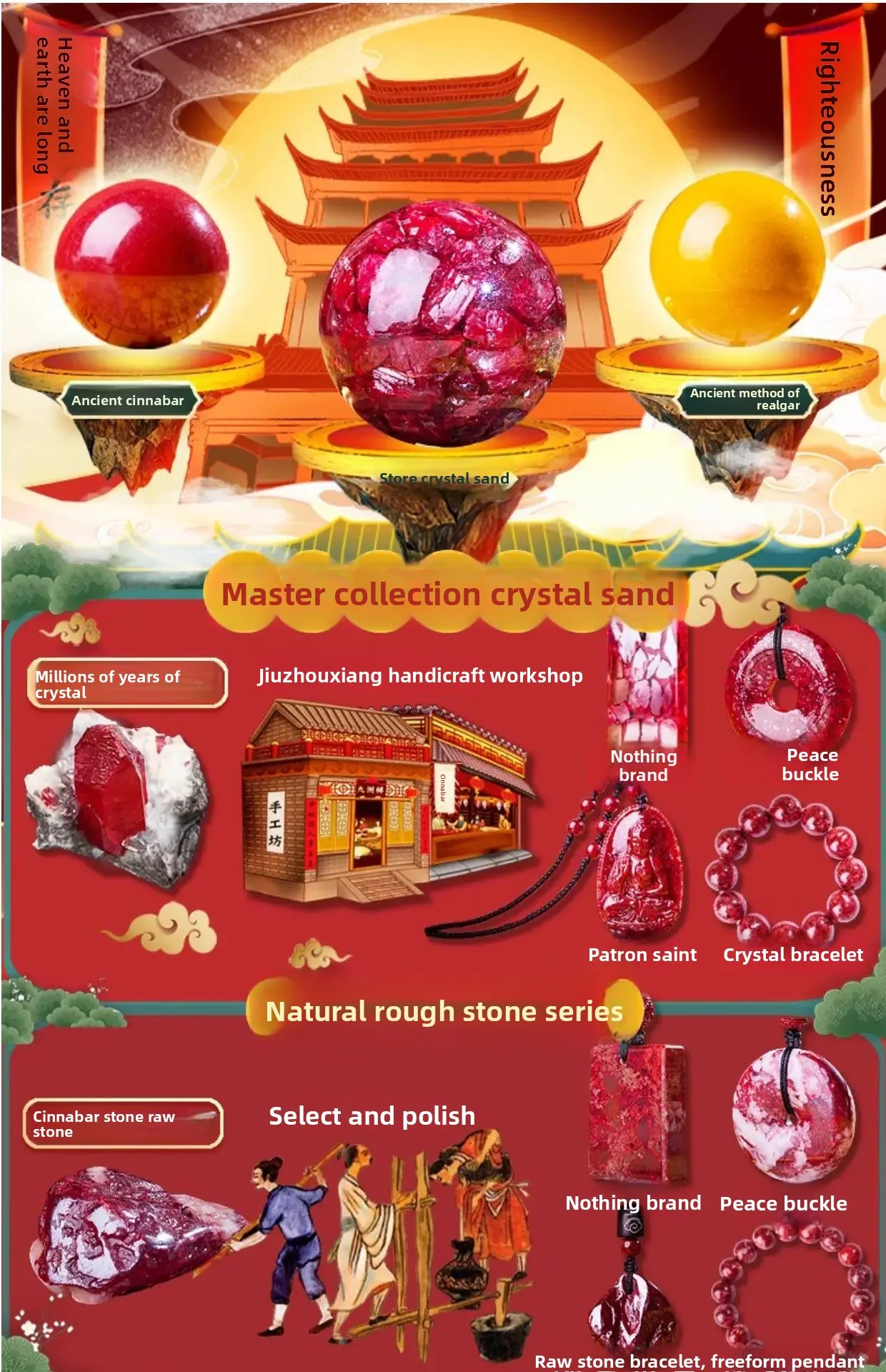 Genuine Raw Ore High Content Imperial Sand Bracelet Cinnabar Bracelet Beaded Fidelity HandString Xiangxi Natural Raw Lucky Beads