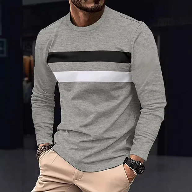 Neues Herren-Langarm-T-Shirt mit lässigem Rundhalsausschnitt, ein Must-have für den Alltag im Frühling und Herbst, modisches Herren-Party-Shirt ﻿ – Detail 15