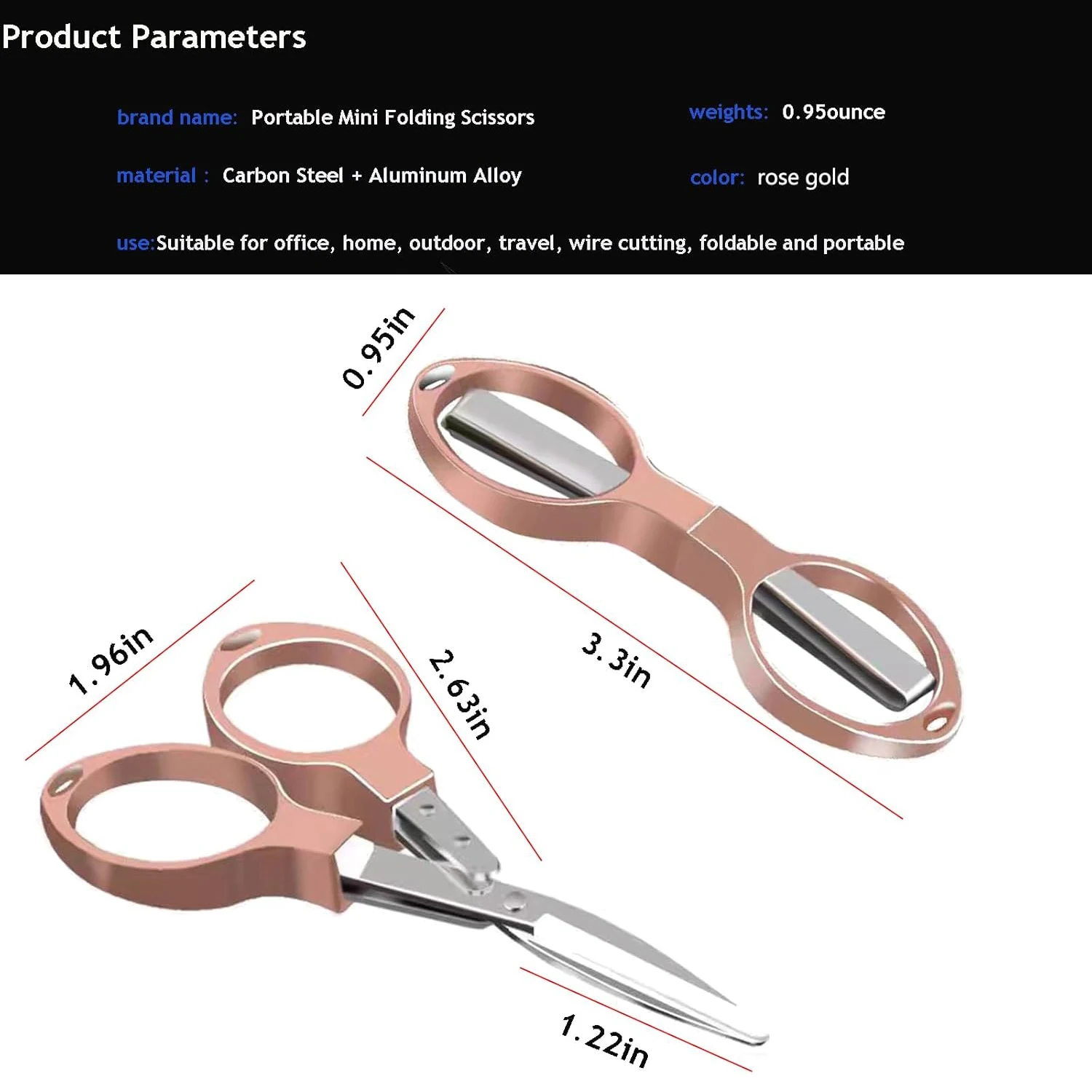 12Pcs Ultralight Travel Scissors - Stainless Steel Blade for Fishing Lines & Craft Works