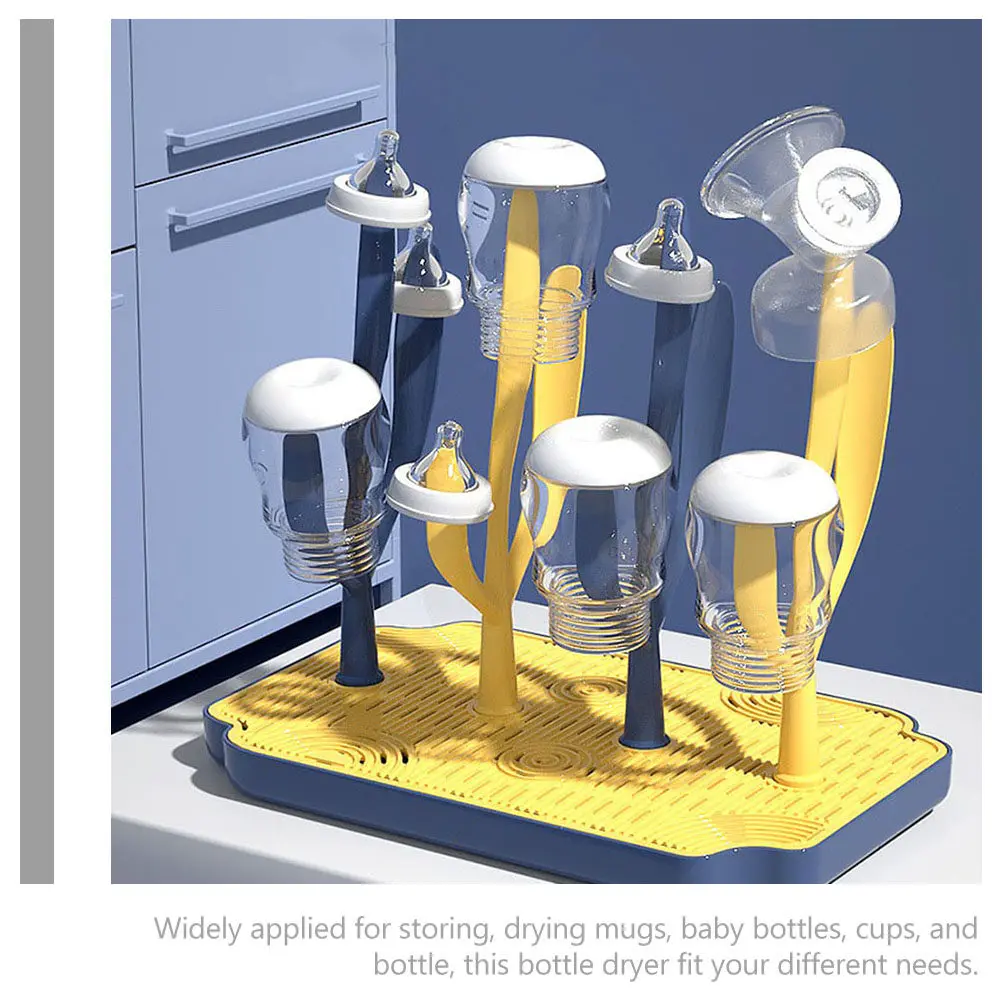 Bottle Drying Rack with Drainer Tray Large Capacity Upright Storage for Bottles Cups Mugs Accessories Home Kitchen