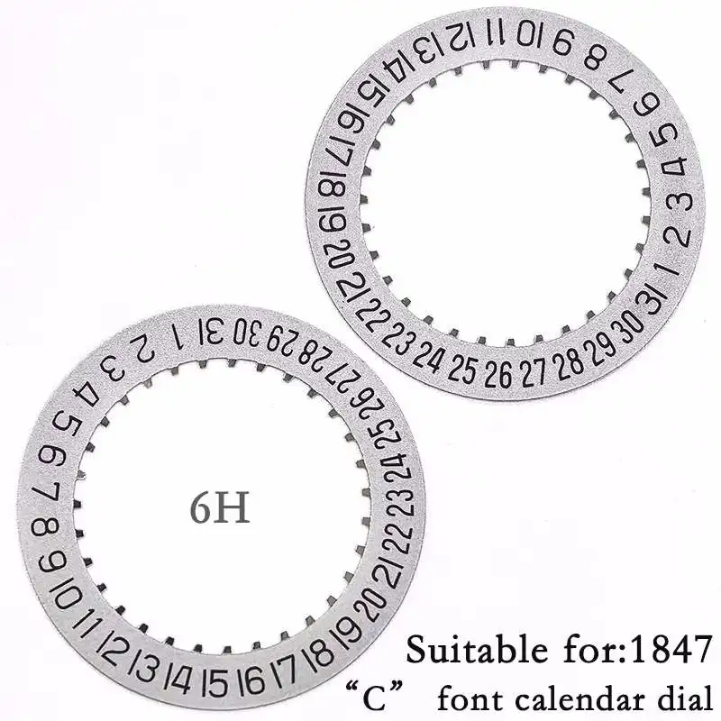 Watch Accessories Silver Date Dial C Font Wheel Calendar Disc for 1847 Movement at 6 O‘clock