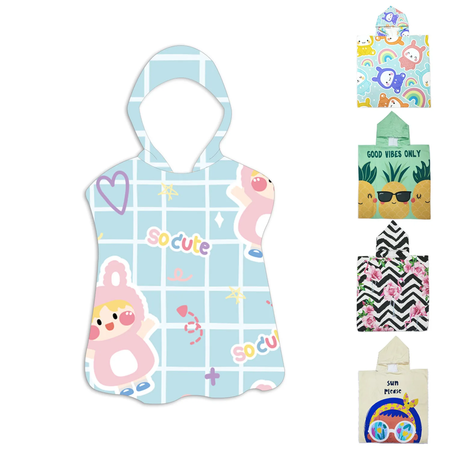 

Cartoon Children's Hooded Cloak Baby Shower Water Absorbent Quick Drying Beach Scarf Cloak Bathrobe Wearing Beach Towel