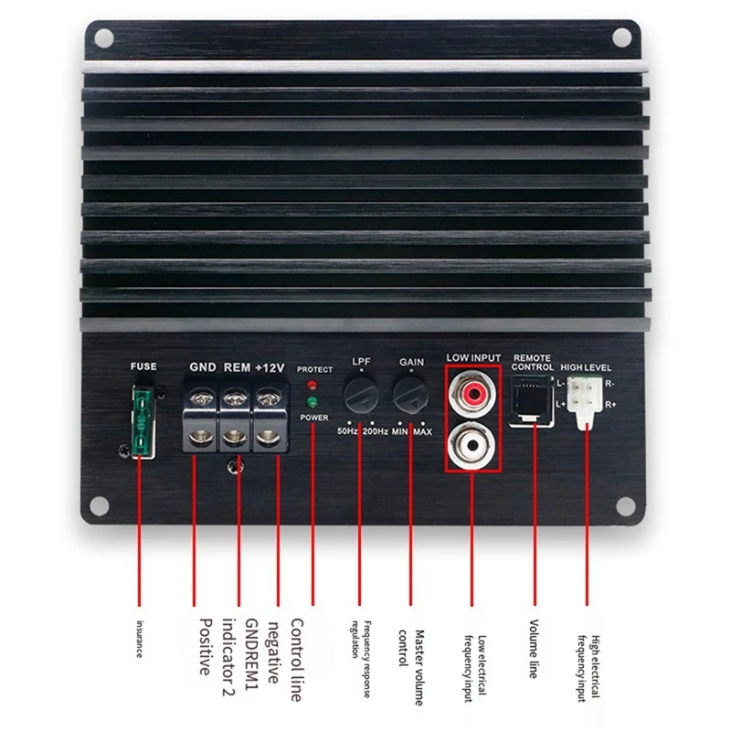 Car Audio 12V Single-Channel Bass Amplifier High-Power Car Audio Amplifier Board