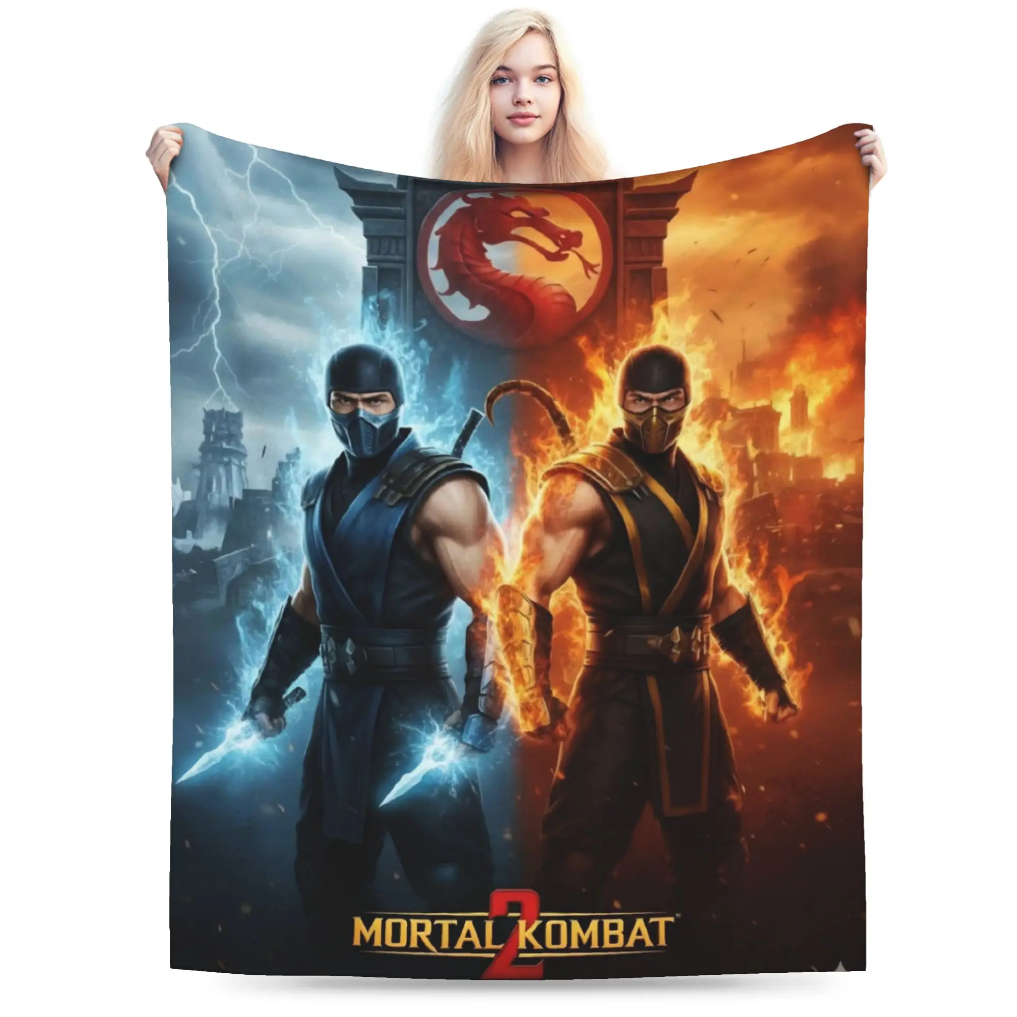 Mortal Kombat II Moive 2026 Throw Blanket for Couch  Soft Fuzzy Plush Blanket 50x60 Inches Multi-size Bedspread for All Seasons