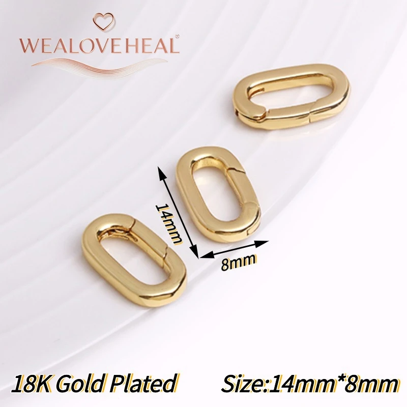 Hochwertige 18K vergoldete Messing-Karabinerhaken in Kreis-, Oval- und Herzform mit Druckverschluss für DIY-Schmuckherstellung. – Detail 25