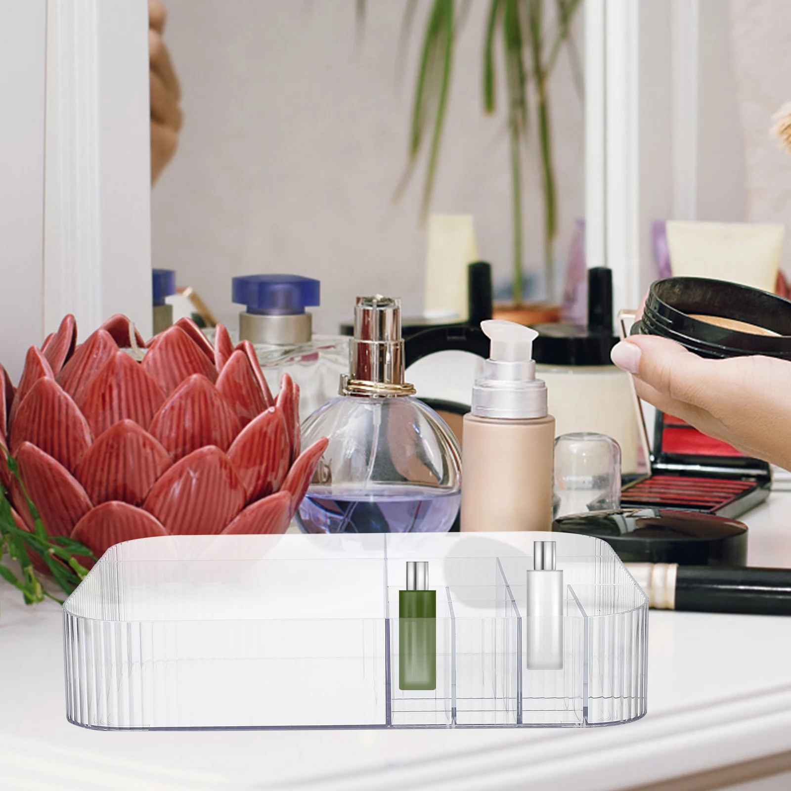 

1PCS PET Makeup Storage Box Sturdy Design Smooth Edges Compact Size ganizer Clear Container For Bathroom