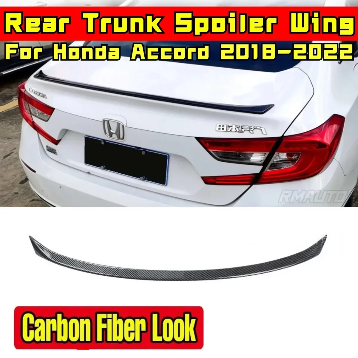 Car Rear Roof Spoiler Exterior Part ABS Plastic Car Rear Spoiler Wing For Honda Accord 10th Generation 2018 2019 2020 2021 2022