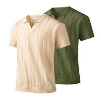 Summer woven striped knitted shirt with collar design paired with short sleeved polo shirt  hollow mesh breathable T-shirt
