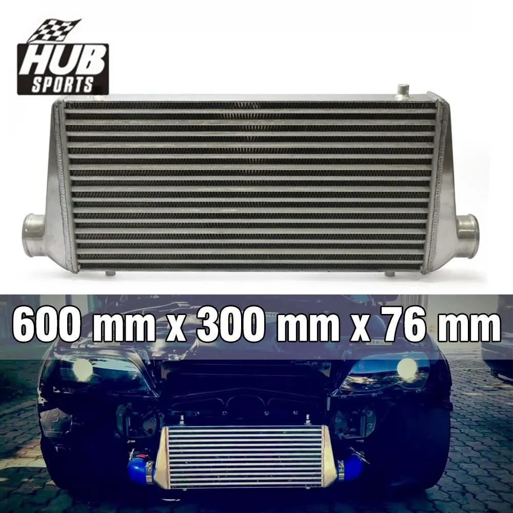 HUB sports Aluminum Turbo Intercooler Inter Cooler 600 X 300 X 76MM Front Mount 600*300*76 Outlet 63MM/2.5