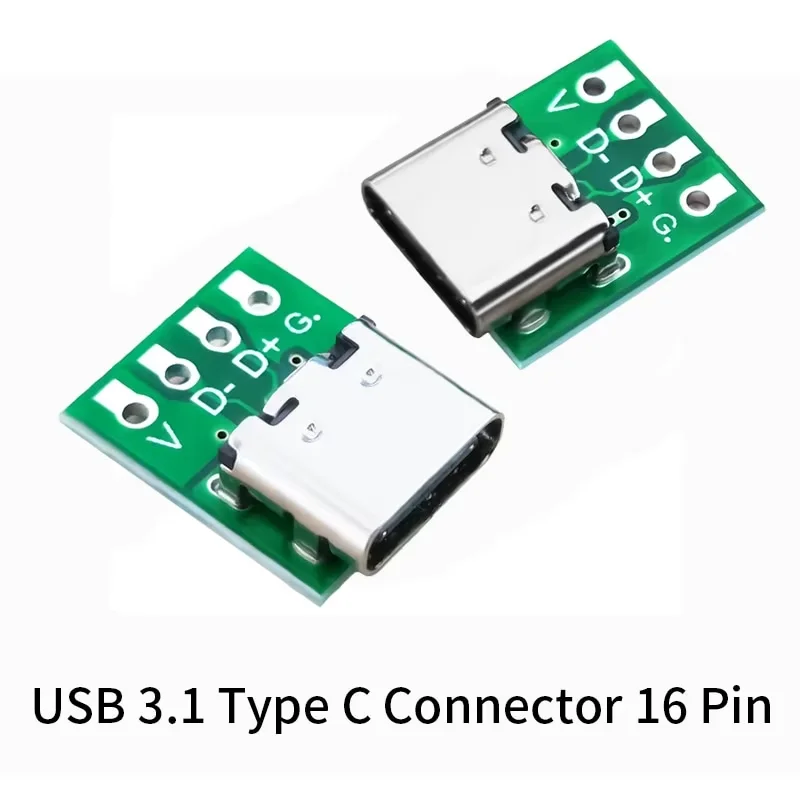 

10/5/1Pcs TYPE C USB 3.1 Type C Connector 16 Pin Test PCB Board Plate Adapter Socket For Data Line Wire Cable Transfer