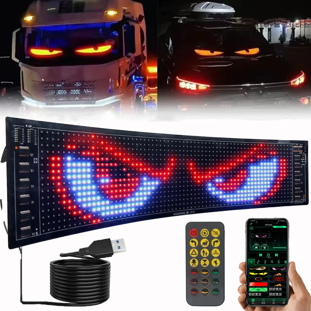 

Car Devil Eye Dynamic LED Display Screen Durable Flexible Car Light Smart Sign Board Panel Durable LED Car Sticker for Trucks