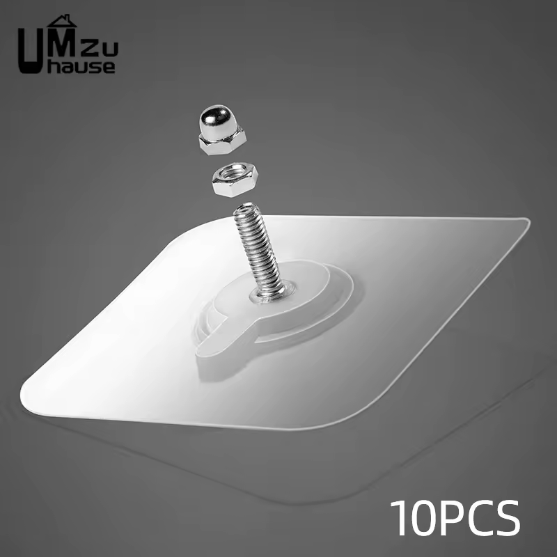 10 יחידות מתלה מסמרים עם אוניות ללא צורך במקדחה לתליה על מדף, סל, מסגרות תמונות, פגבורד, מטבח ואמבטיה