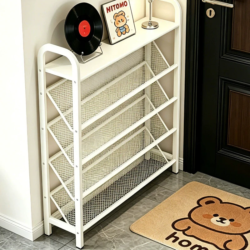 Shoe rack home door multi-layer diagonal simple shoe storage rack entry door small slippers placement
