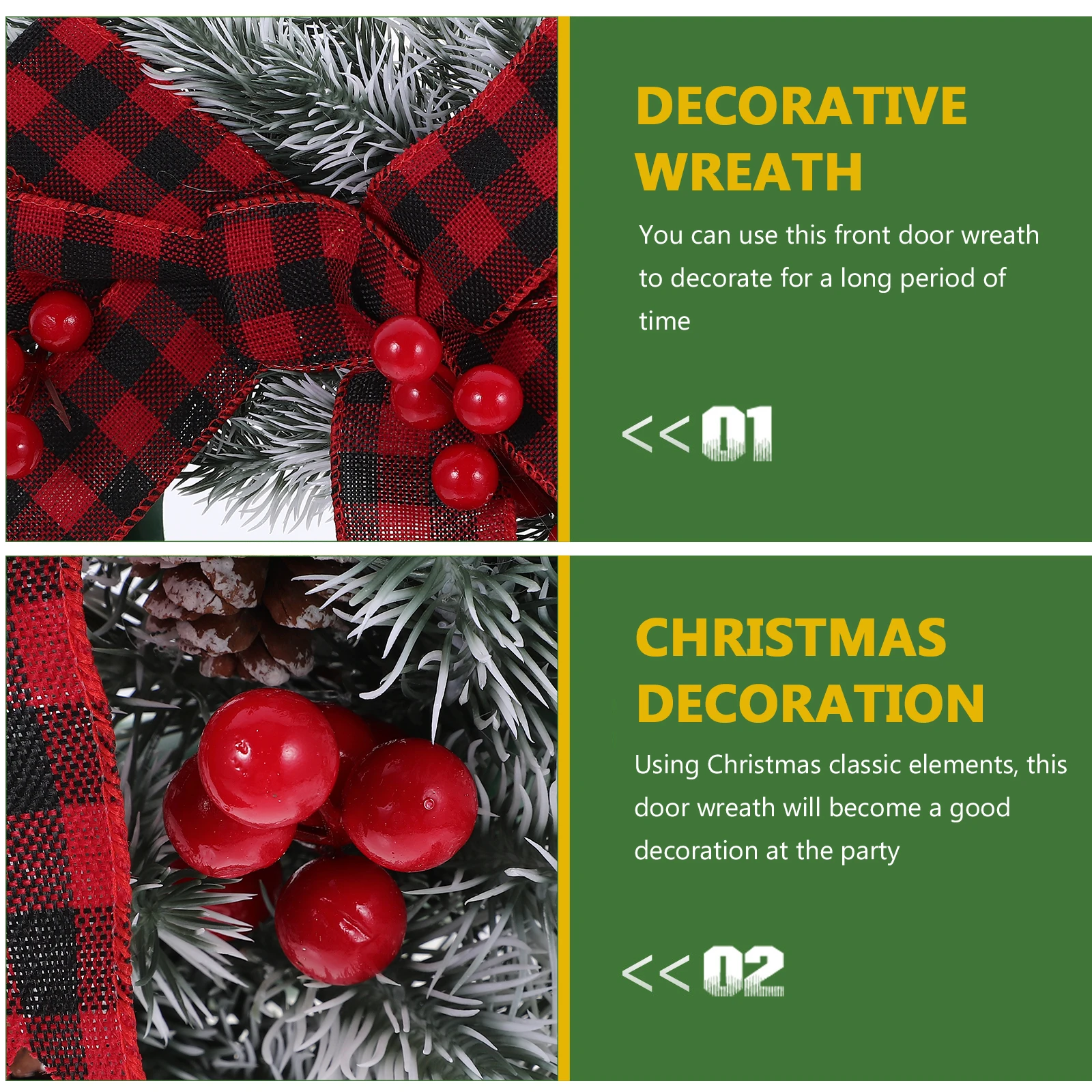 

Christmas Wreath Front Door Bow Knot Flower Hanging Decoration Outdoor Indoor Xmas Garland Party Christmas Wreath