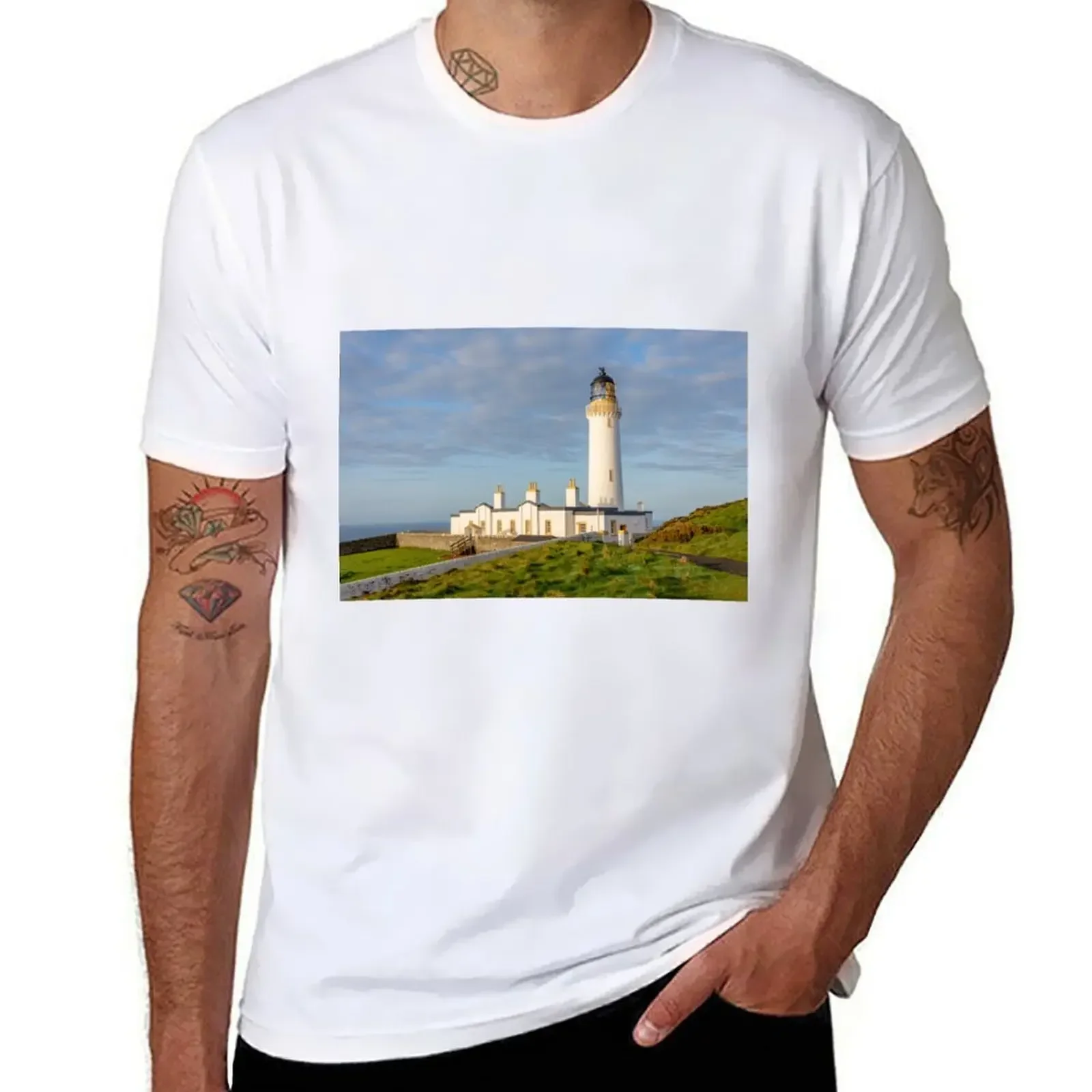 Lighthouse at Mull of Galloway T-shirt quick drying graphics hippie clothes tees plain black t shirts men