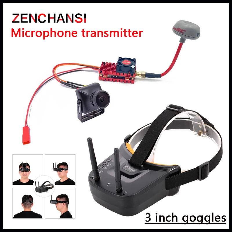 

5.8G 40CH Dual Antennas FPV Goggles Monitor Video Glasses Headset HD with 5.8G 2W transmitter and CCD 2.5mm 2000TVL fpv camera