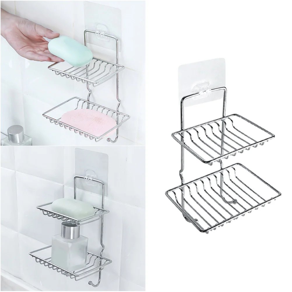 Stainless Steel Soap Holder Suction Cup Nail Free No Trace Wall Mount Soup Dish Tray