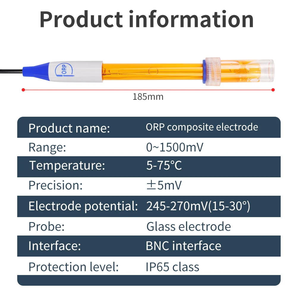 PH ORP Replacement Probe Aquarium Laboratory Electrode Oxidation-Reduction Potential Test BNC Q9 Connector 1M Wire Probe