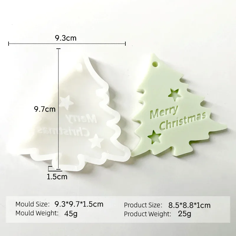 Christmas Tree Candle Mold DIY Plaster Epoxy Resin Pendant Silicone Caly Mould Santa Claus Snowflake Aromatherapy Candle Mold