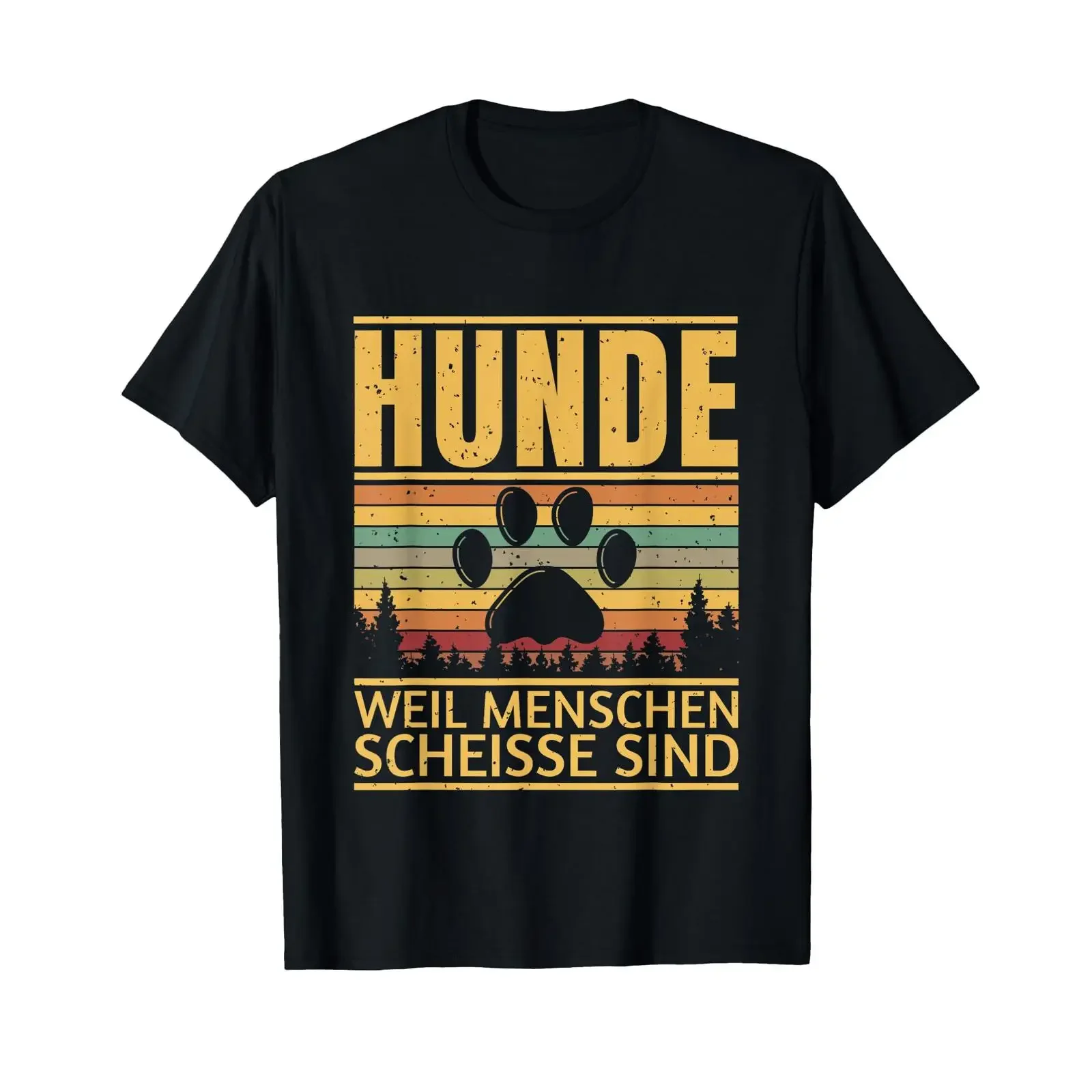 T Shirt with German Text Hund Weil Menschen Scheisse Sind Sarcasmus Language vintage Washed homme Slightly Breathable
