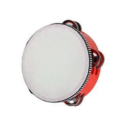 Metal Double Jingles Wooden Tambourine Drum Musical Instrument Children Educational Percussion Dance Party School Toys 6/8/12 in