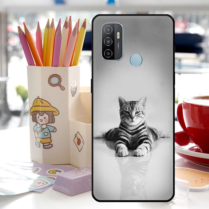 Amante de los gatos animales lindos dibujos animados para Oppo A18 A38 A58 A78 A98 A94 A74 A54 A15 A40 A60 A80 A16 A76 A96 A17 A57 A77 A5 Pro funda