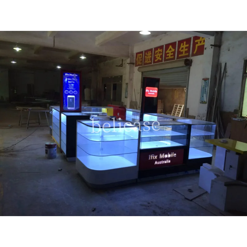 customized.Modern Look Cellphone Repair Store Glass Display Showcase Phone Accessories Display Counter Mobile Phone Repair Kiosk