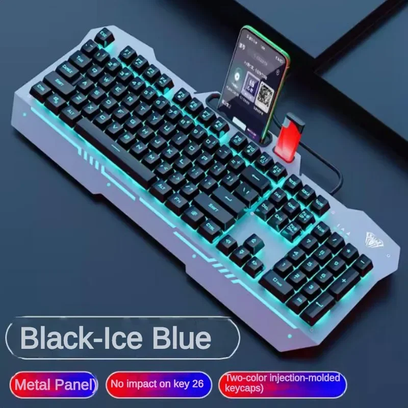 

AULA F3010 Wired Esports Gaming Keyboard Ergonomic Ergonomic Mechanical Feel Metal Panel Mobile Phone Storage Laptop Accessories