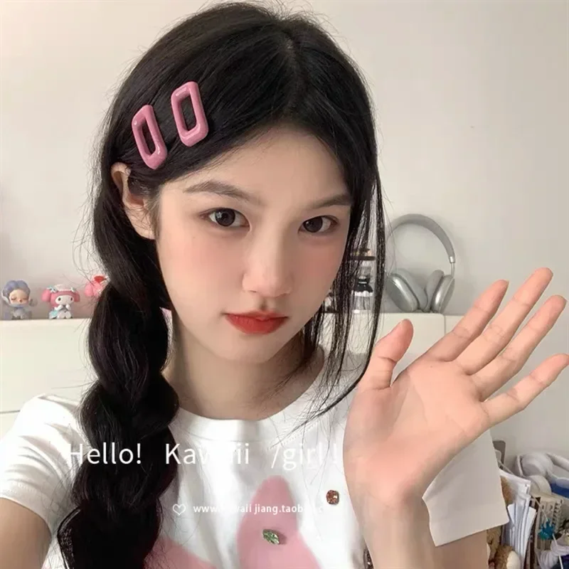New 2pcs Girls Hollow Square Hairpins Hair Clips Hair Side Bangs Clip Barrettes Girls Headwear Hair Accessories