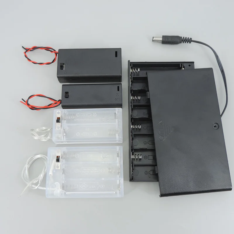 

2 3 4 8 Slots ports AA Size Power Battery Storage Case Box Holder Leads black for diy repair tools h