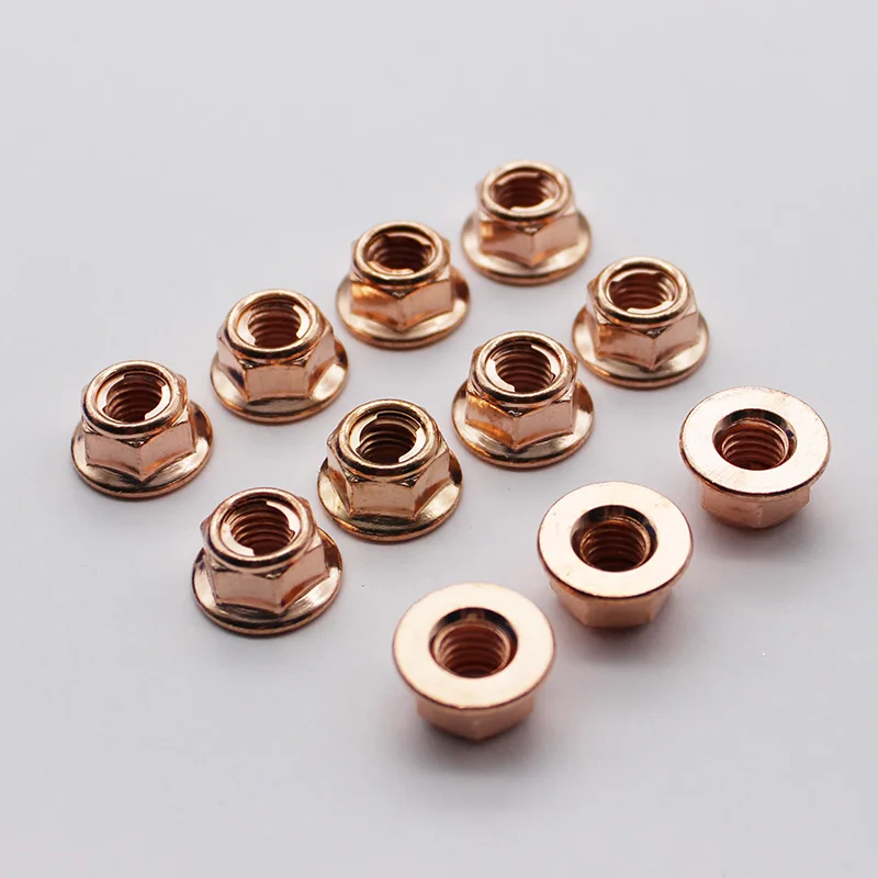 12Pcs New Exhaust Nuts Elbow Nuts Practical M8 Copper Flashed Exhaust Manifold Nut 8mm Nuts High Temperature Nuts Home Fasteners