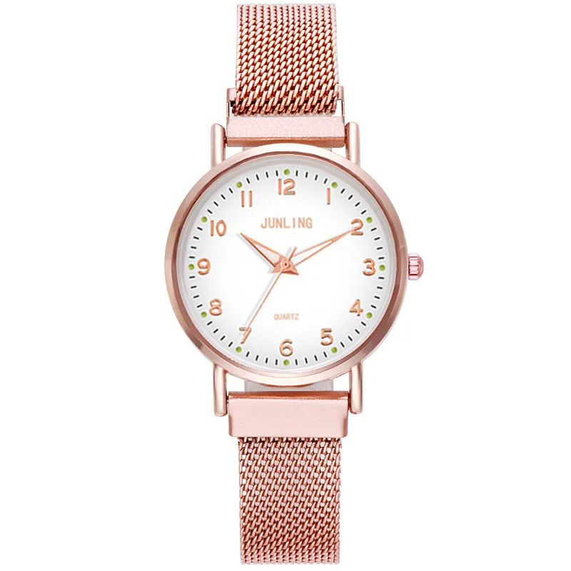 Reloj de cuarzo con correa de malla de estilo coreano para mujer, luminoso, Simple e informal, ambiente de moda, estudiante, Mori, pareja, Wa