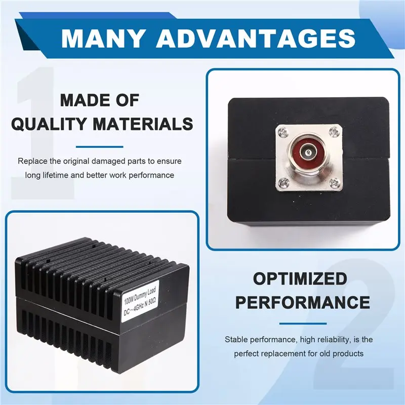 RF Microwave Terminal Plug 1/2 Connector DC-4GHZ 100W N Type Male Attenuator Coaxial Load 50Ohm High Power