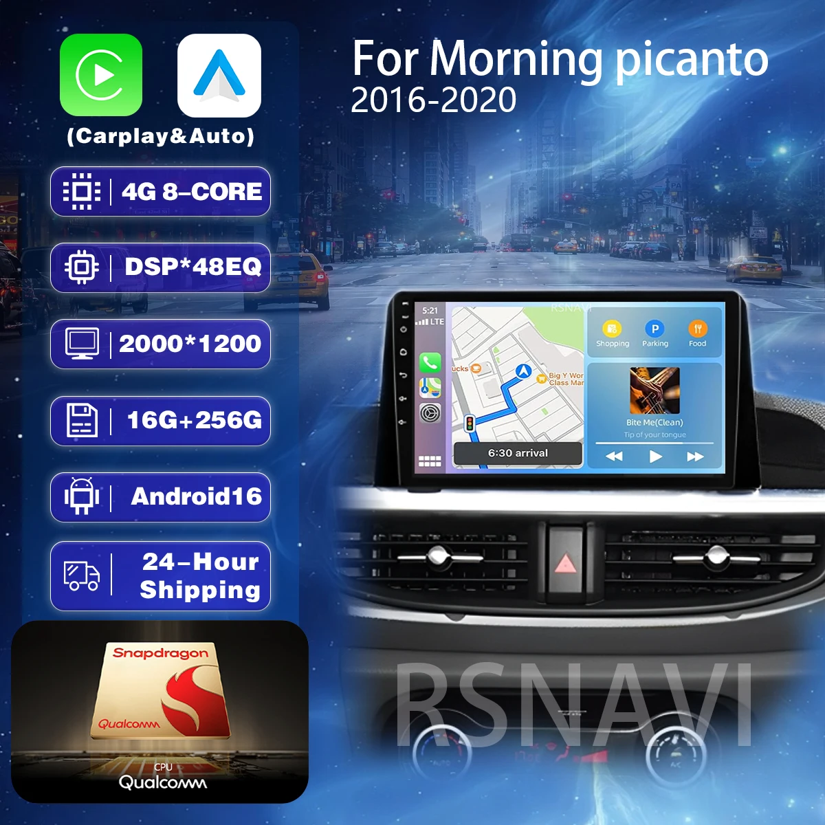 Android 16 Carplay Auto 2K Screen Car Radio Multimedia Video 2 din Autoradio Stereo Player For Kia Morning 3 Picanto 2020 2021