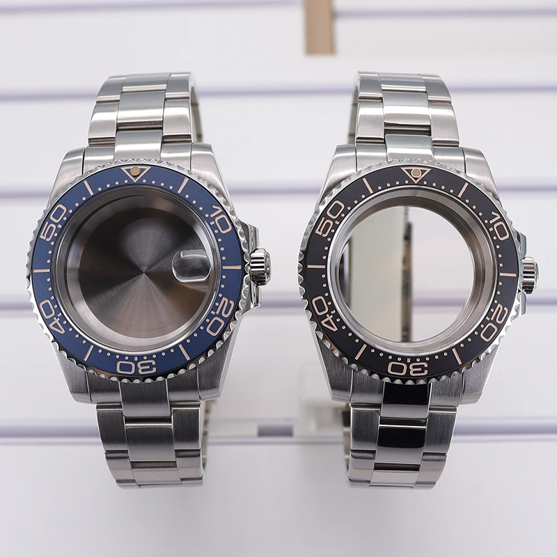 Silver 40MM NH35 Case Stainless steel Sapphire glas For NH35 NH36 4R36 8215 2824 Movement 28.5mm dial gmt Submariner Watch Parts