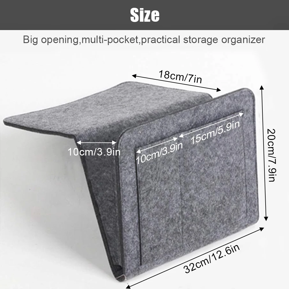 منظم علبة بجانب السرير مكون من 5 جيوب، جيوب تخزين للسرير/الأريكة للكمبيوتر اللوحي/الهاتف/الكتاب/المجلات #3
