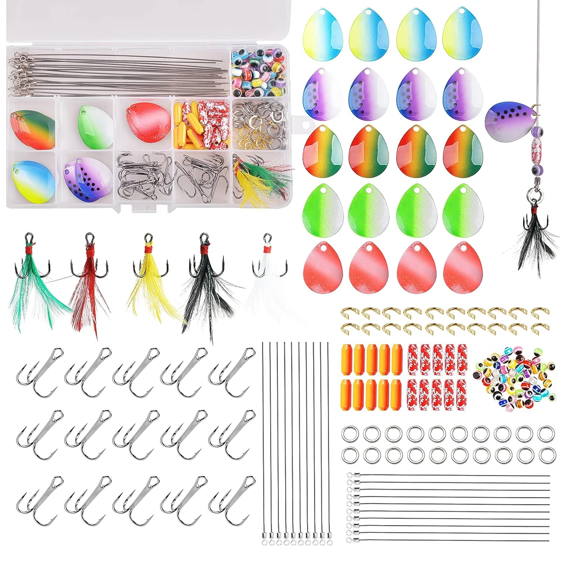 180Pcs Spinner Fishing DIY Lure Making Kit Inline Spinner bait set fishing spinner supplies Bass Salmon lure Fishing Tackle