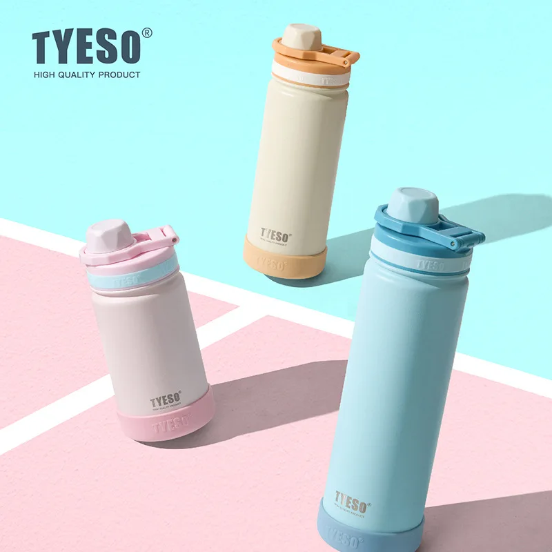 TYESO Stainless Steel Vacuum Flask 420/600/750ml Sport Thermos Bottle for Kids Insulated Water Bottle Keep Hot & Cold Travel Mug