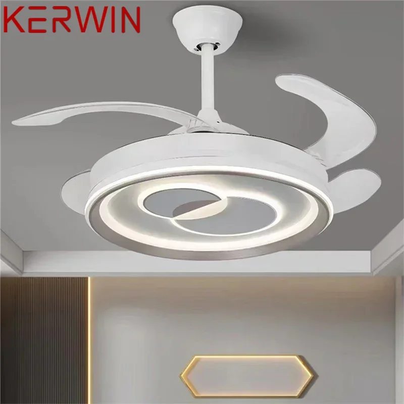 KERWIN Modern Stealth Fan Light LED Living room Restaurant Bedroom Children's room Ceiling Fan Light Remote Electric Fan Light