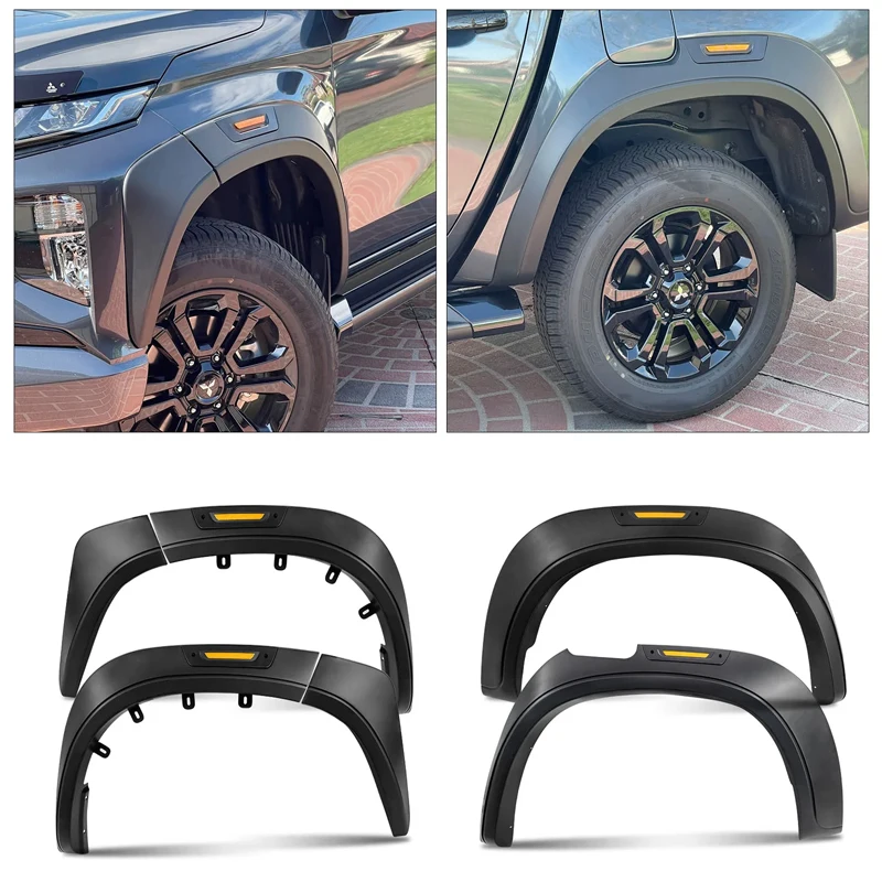 Fender Flares Wheel Arch with Reflector For Mitsubishi Trion L200 2019 2020 2021 2022 2023 Double Cabin Models 4X4 Car Styling