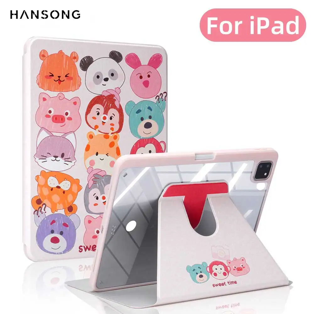 360 drehbare iPad-Hülle, iPad Air 4 5.7/8/9 Gen 10.2, 10. 10.9 iPad Pro11 12.9 13, Air 11 13 M3 M4 Mini 6 7 mit Sleep/Wake-Abdeckung ﻿
