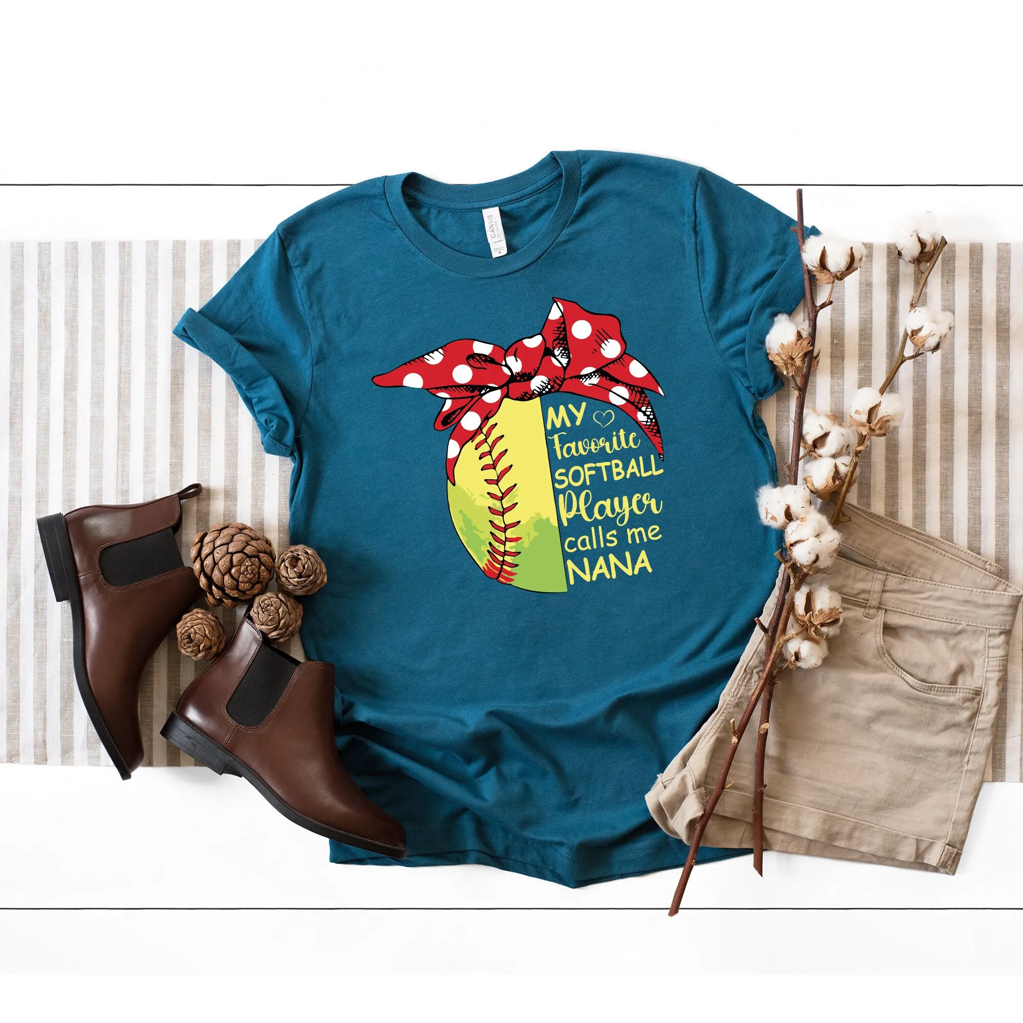 My Favorite Softball Players Call Me Nana T Shirt Funny Grandma Sports Granny